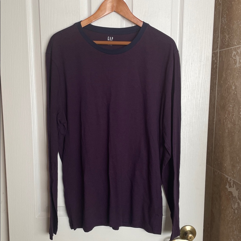 GAP - lightweight Navy and Purple striped pull over.